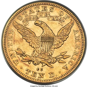 image for: 1882-CC $10 AU55 PCGS. Variety 2-A....