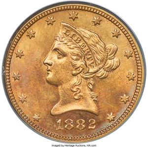 image for: 1882-O $10 MS60 PCGS. Variety 1....
