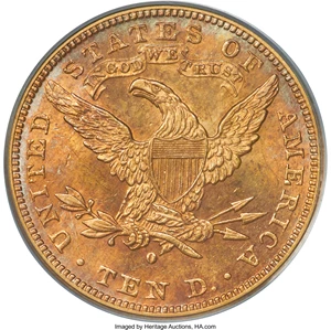 image for: 1882-O $10 MS60 PCGS. Variety 1....