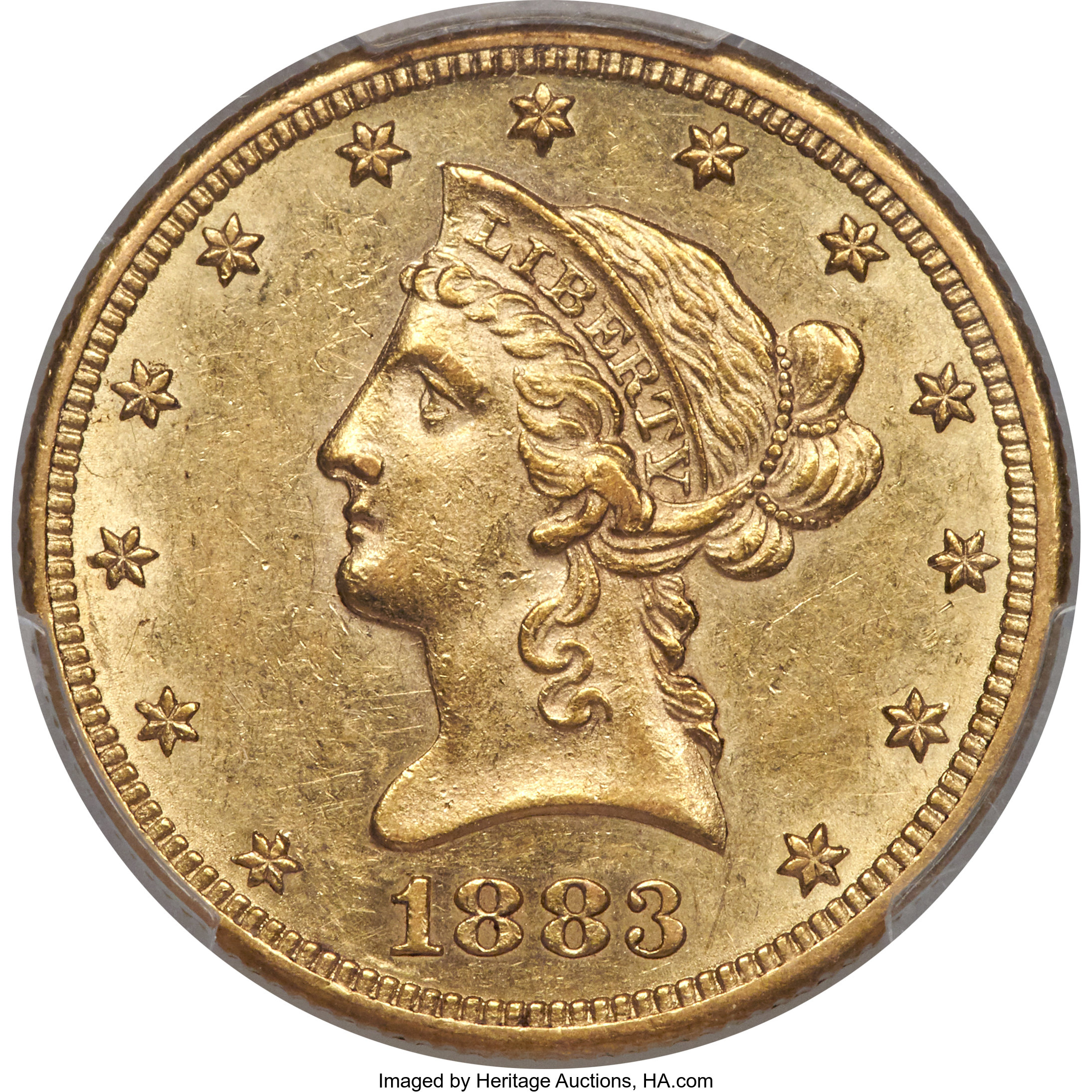 image for: 1883-CC $10 AU55 PCGS. Variety 1-A....
