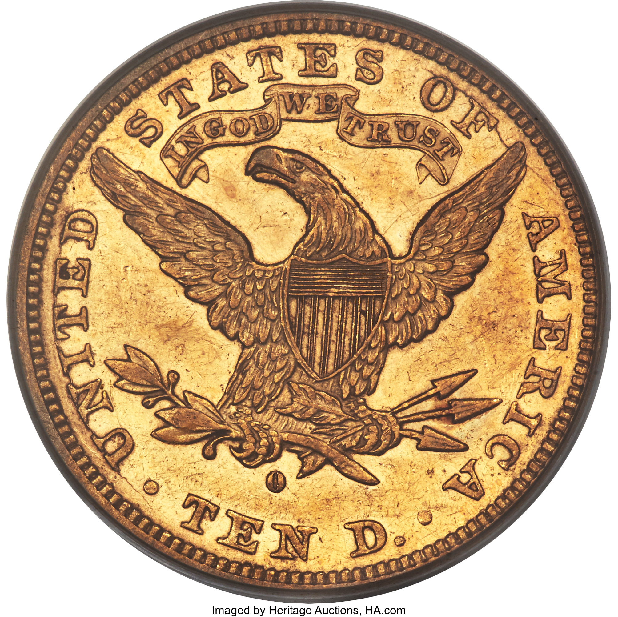 image for: 1883-O $10 AU50 PCGS. Gold CAC. Variety 1....