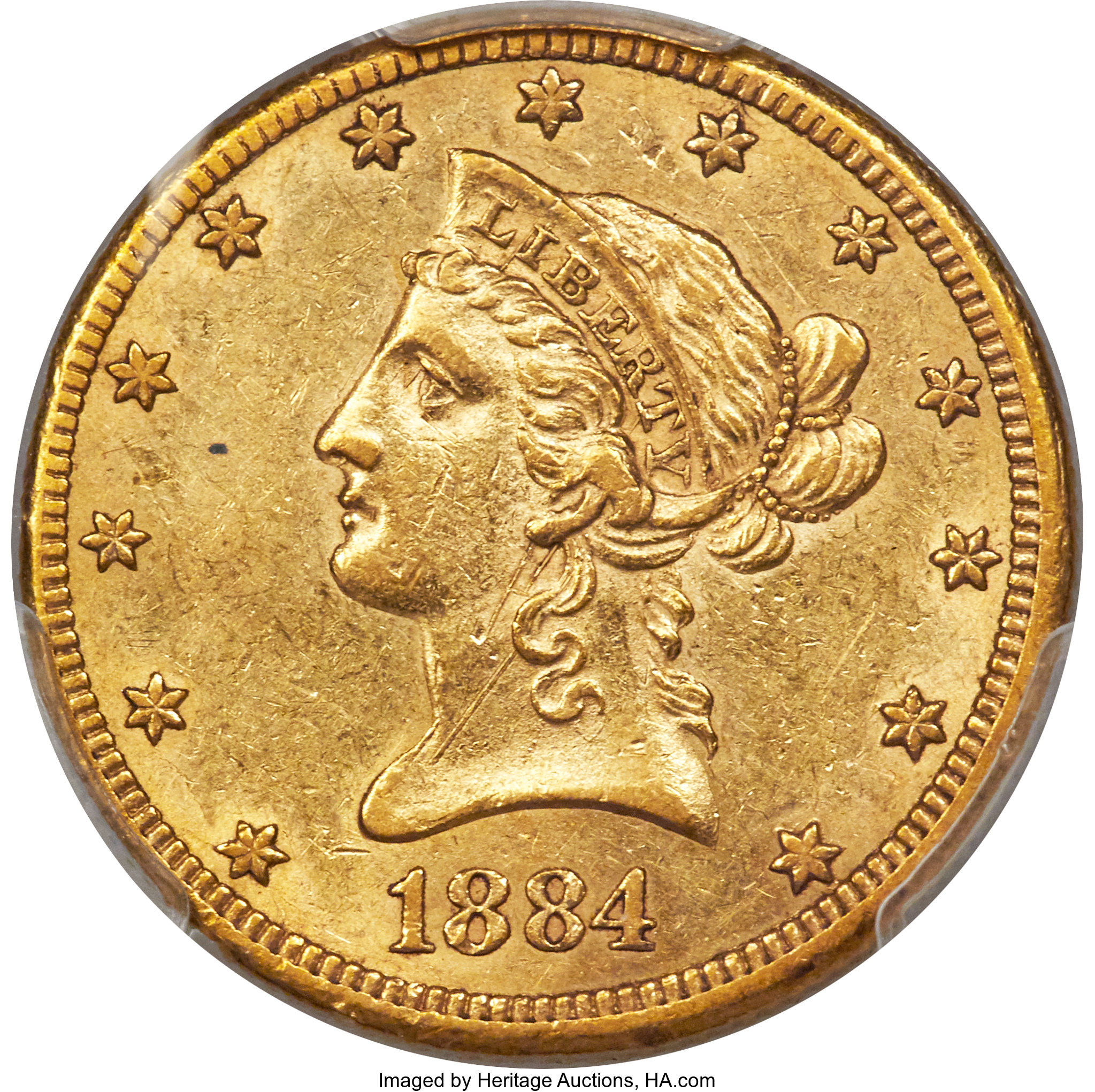 image for: 1884-CC $10 AU55 PCGS. CAC. Variety 1-A....