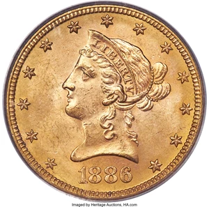 image for: 1886-S $10 MS64 PCGS....