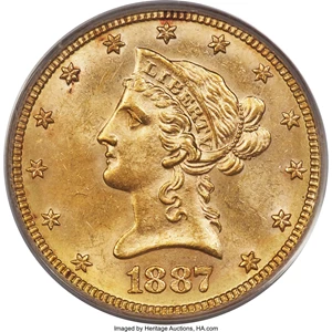image for: 1887 $10 MS62 PCGS....