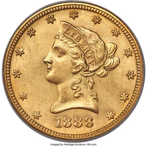 image for: 1888-O $10 MS62 PCGS. Variety 1....