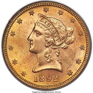 image for: 1892-S $10 MS63 PCGS....
