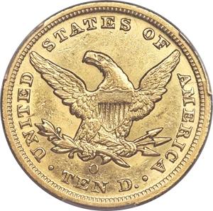 image for: 1854-O $10 Large Date AU58+ PCGS. Variety 2....