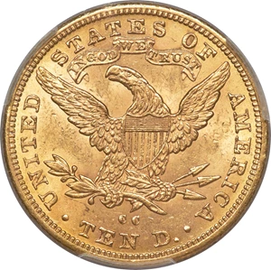 image for: 1890-CC $10 MS62 PCGS. Variety 1-A....