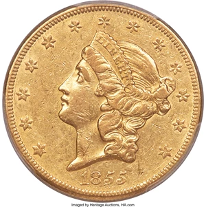 image for: 1855-O $20 AU53 PCGS....