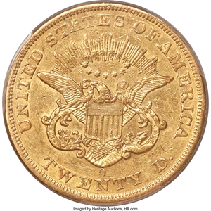 image for: 1855-O $20 AU53 PCGS....