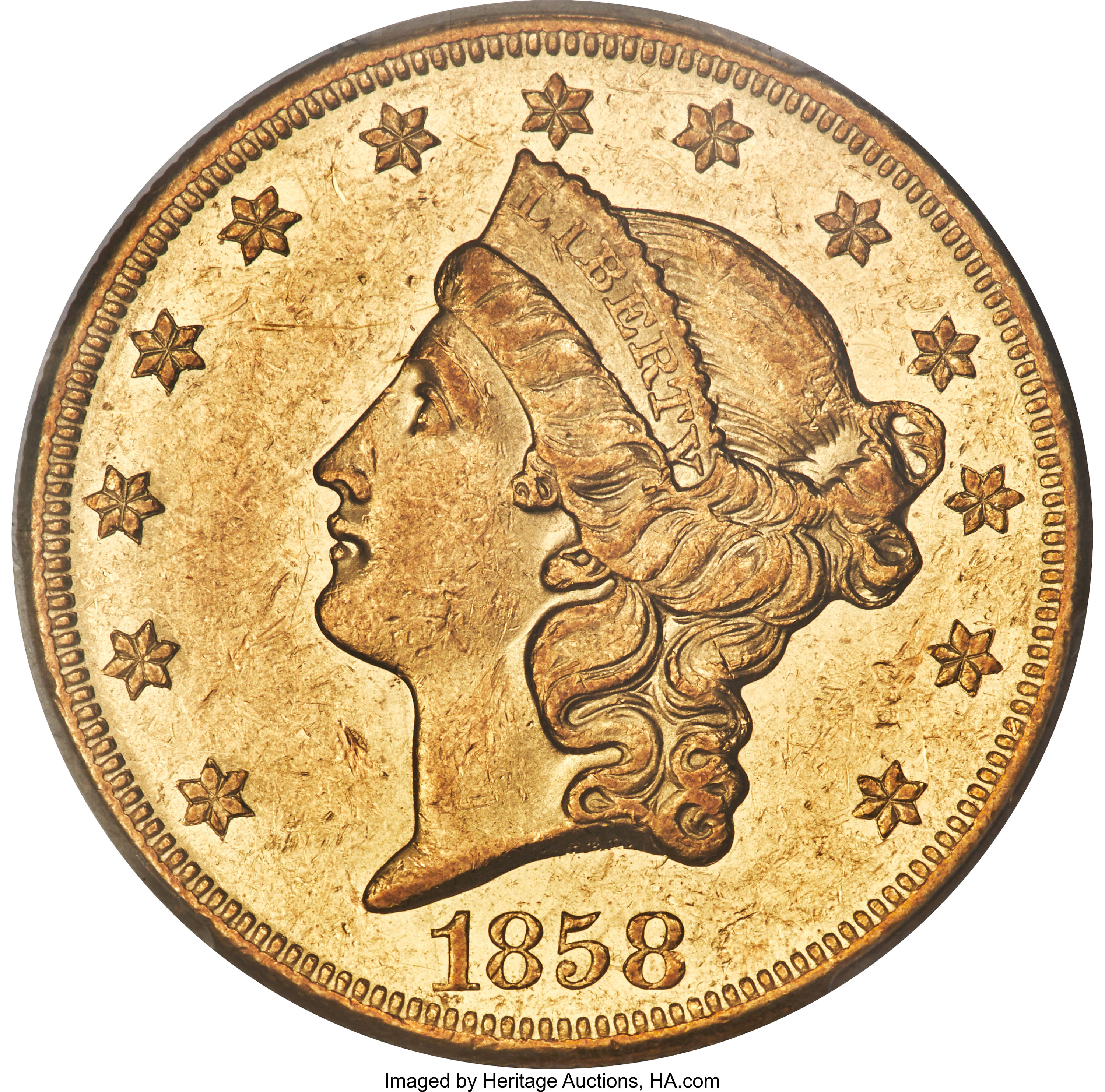 image for: 1858-O $20 AU58 PCGS. Variety 2,...