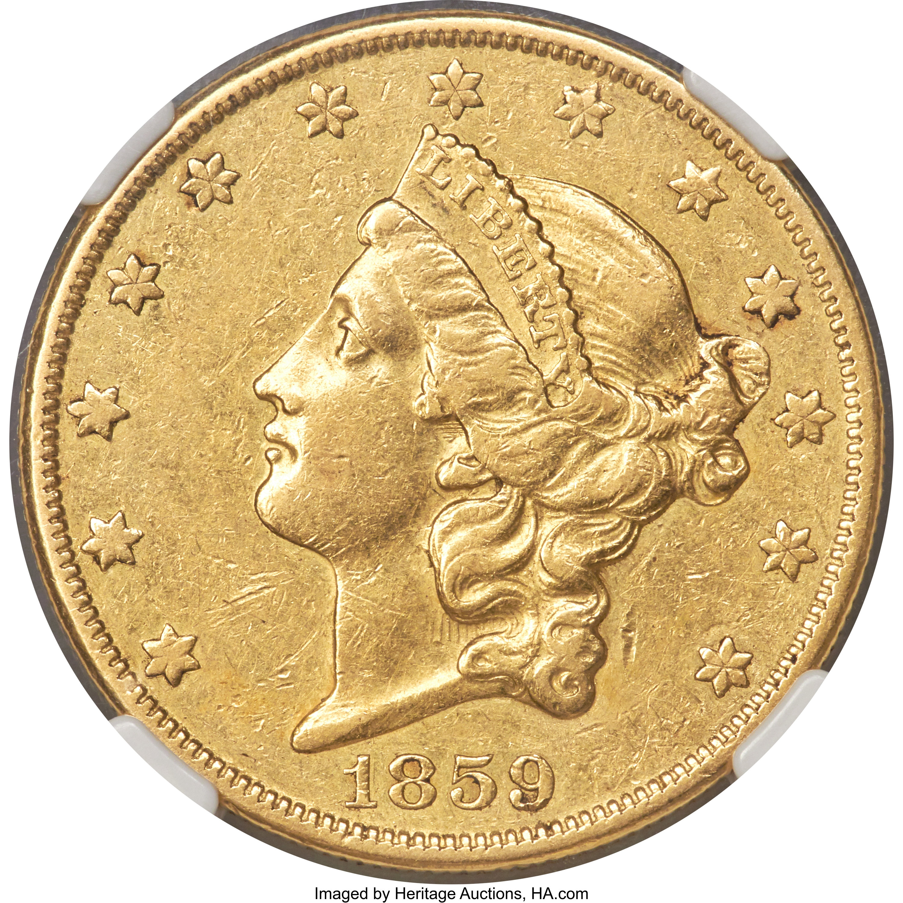 image for: 1859-O $20 AU50 NGC. Variety 2....