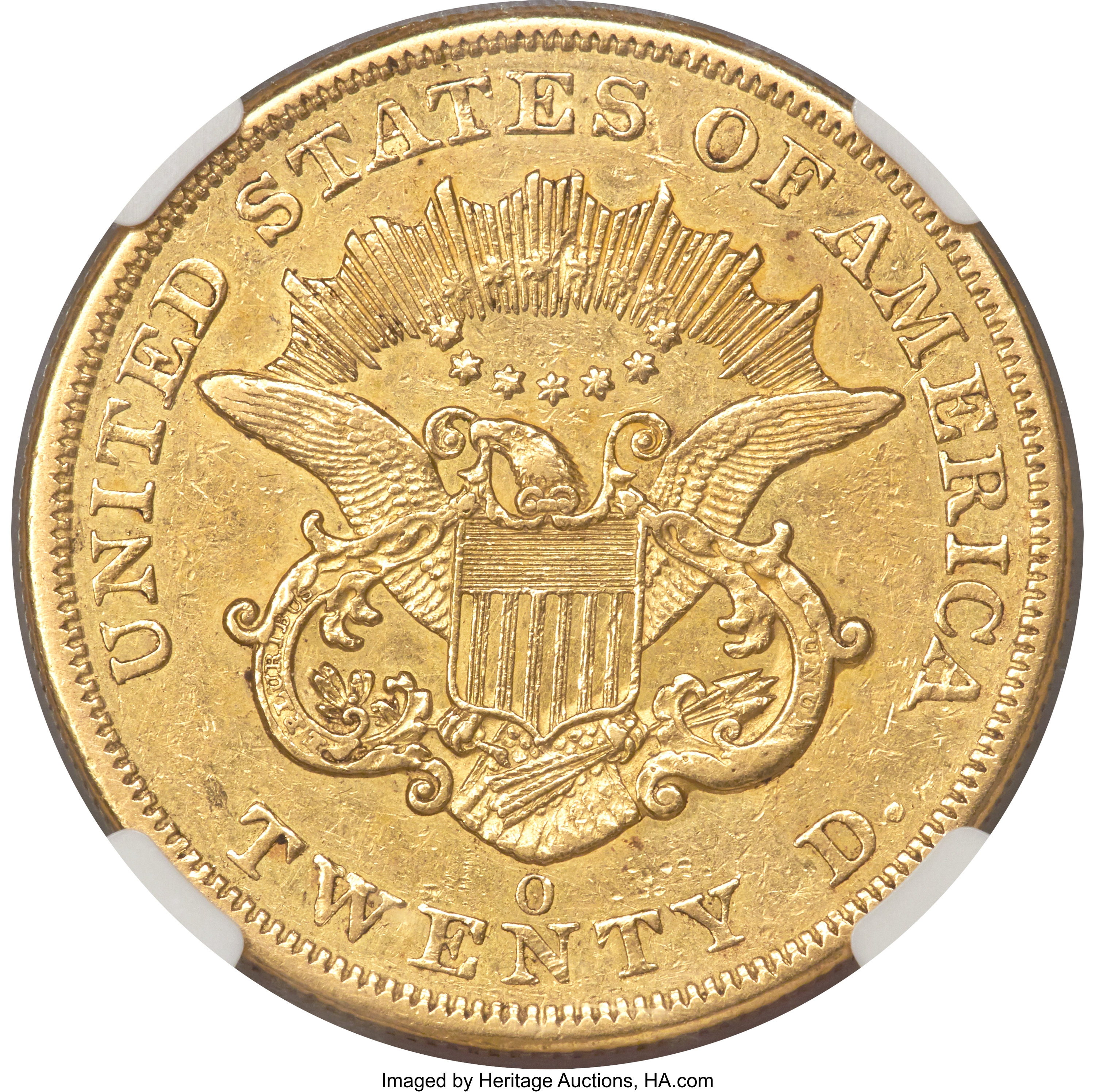 image for: 1859-O $20 AU50 NGC. Variety 2....