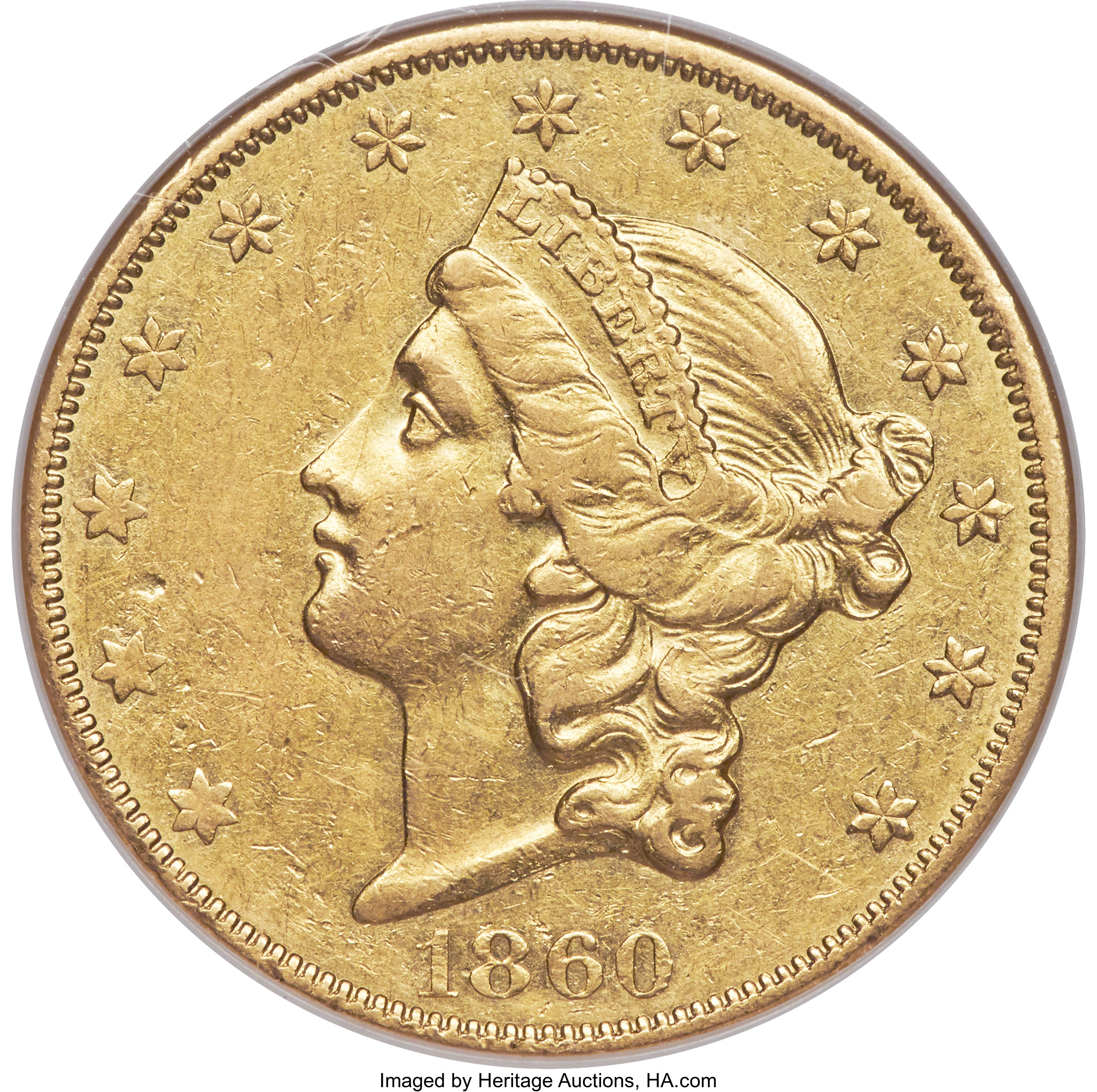 image for: 1860-O $20 AU53 NGC.  Variety 2....