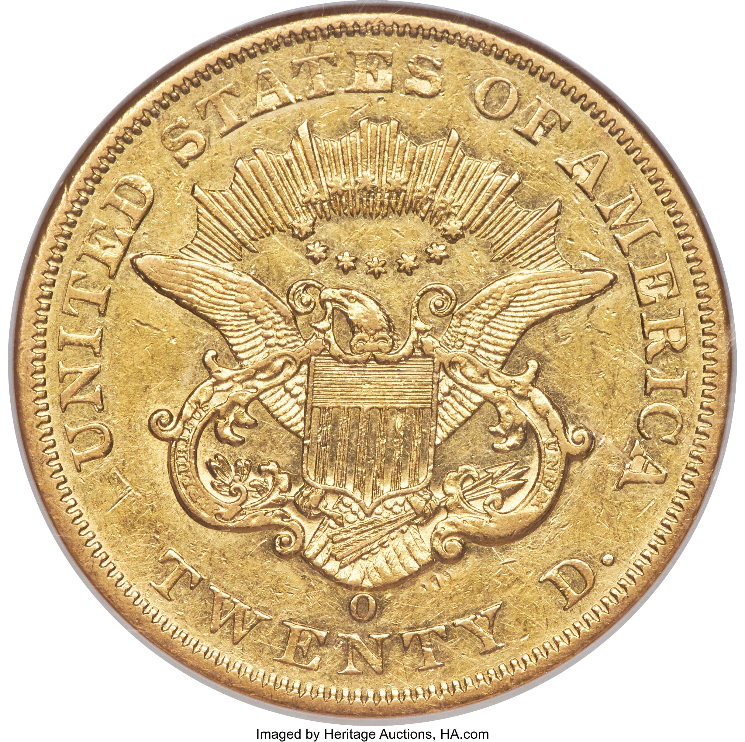 image for: 1860-O $20 AU53 NGC.  Variety 2....