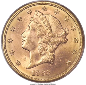 image for: 1888-S $20 MS64+ PCGS. CAC....