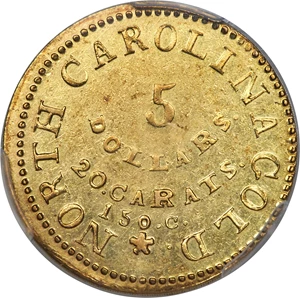 image for: (1831-34) $5 C. Bechtler Five Dollar, 150G. 20C. AU55 PCGS. K-15, R.7....