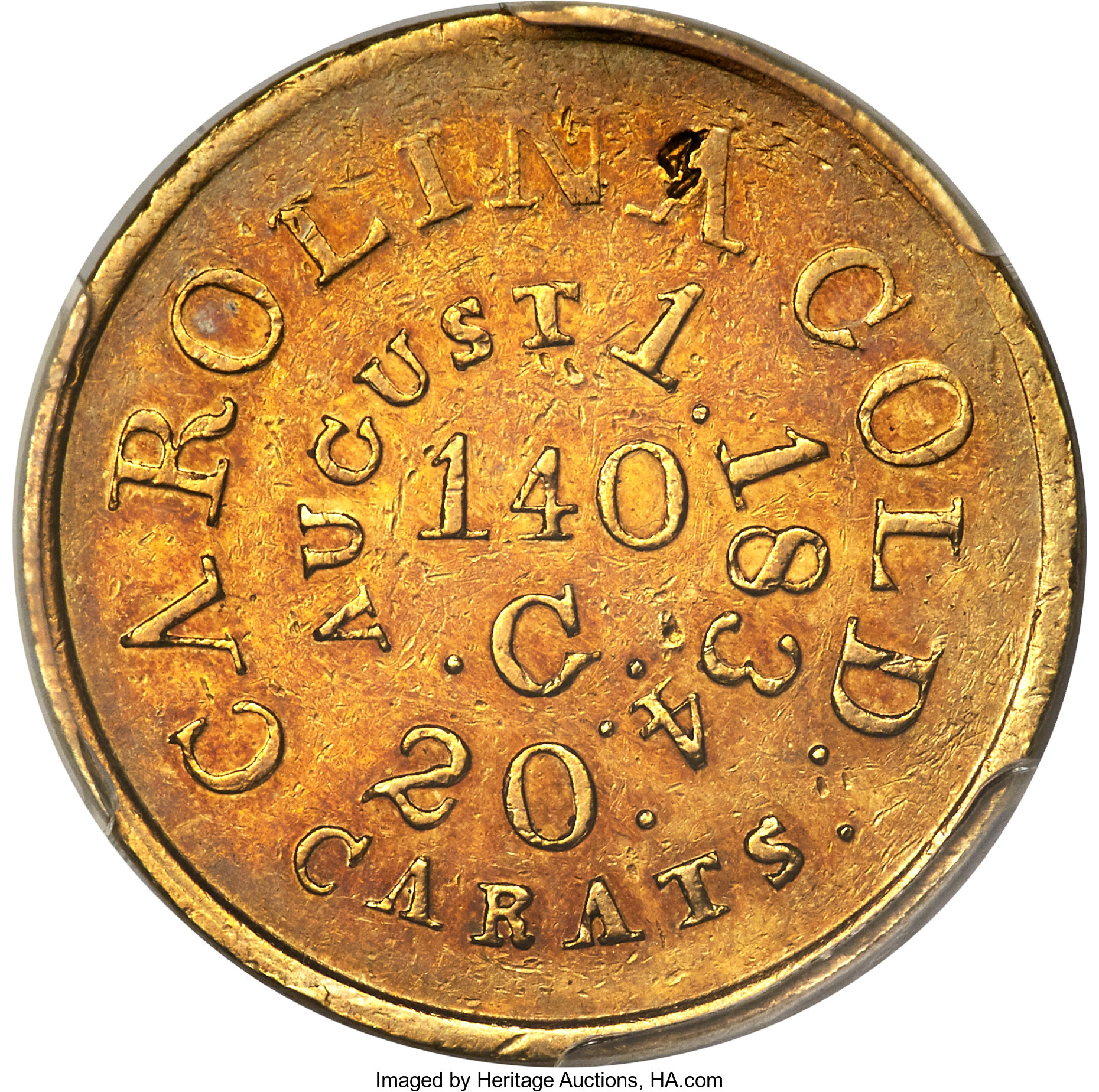 image for: (1834-37) $5 C. Bechtler Five Dollar, RUTHERFORD, Plain Edge, XF40 PCGS. K-17, R.5....