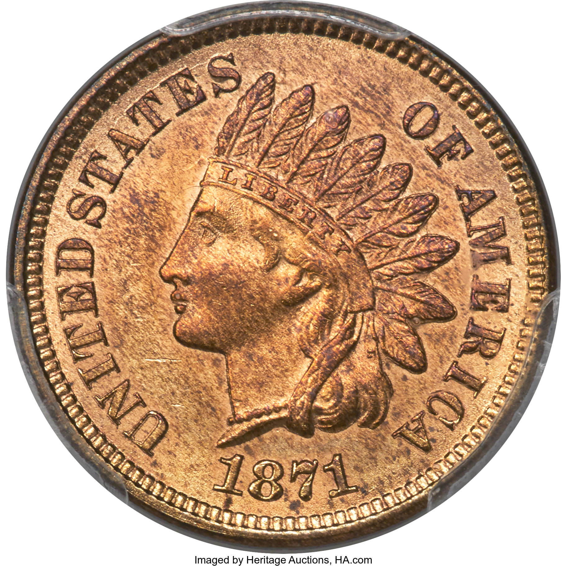 image for: 1871 1C MS64 Red PCGS....