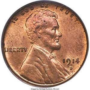 image for: 1914-D 1C MS64 Red PCGS....