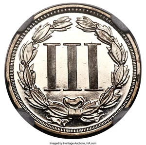 image for: 1869 3CN PR67 Ultra Cameo NGC....