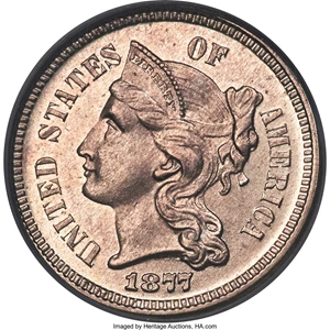 image for: 1877 3CN PR64 PCGS. CAC....
