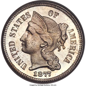 image for: 1877 3CN PR65 PCGS. CAC....