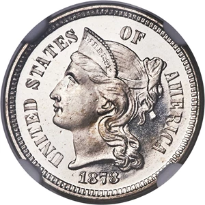 image for: 1878 3CN PR66 Ultra Cameo NGC....