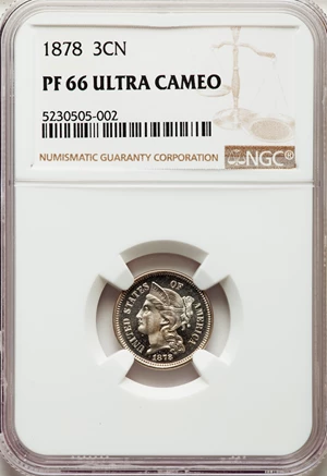 image for: 1878 3CN PR66 Ultra Cameo NGC....