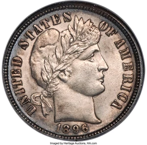image for: 1896-O 10C MS64 NGC....