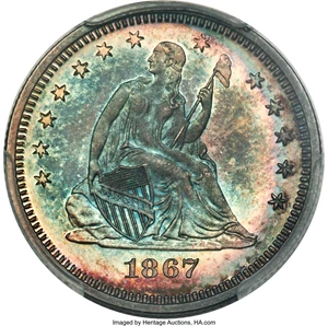 image for: 1867 25C PR66+ PCGS. Briggs 2-B....