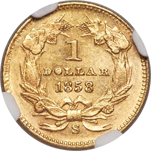 image for: 1858-S G$1 MS61 NGC....