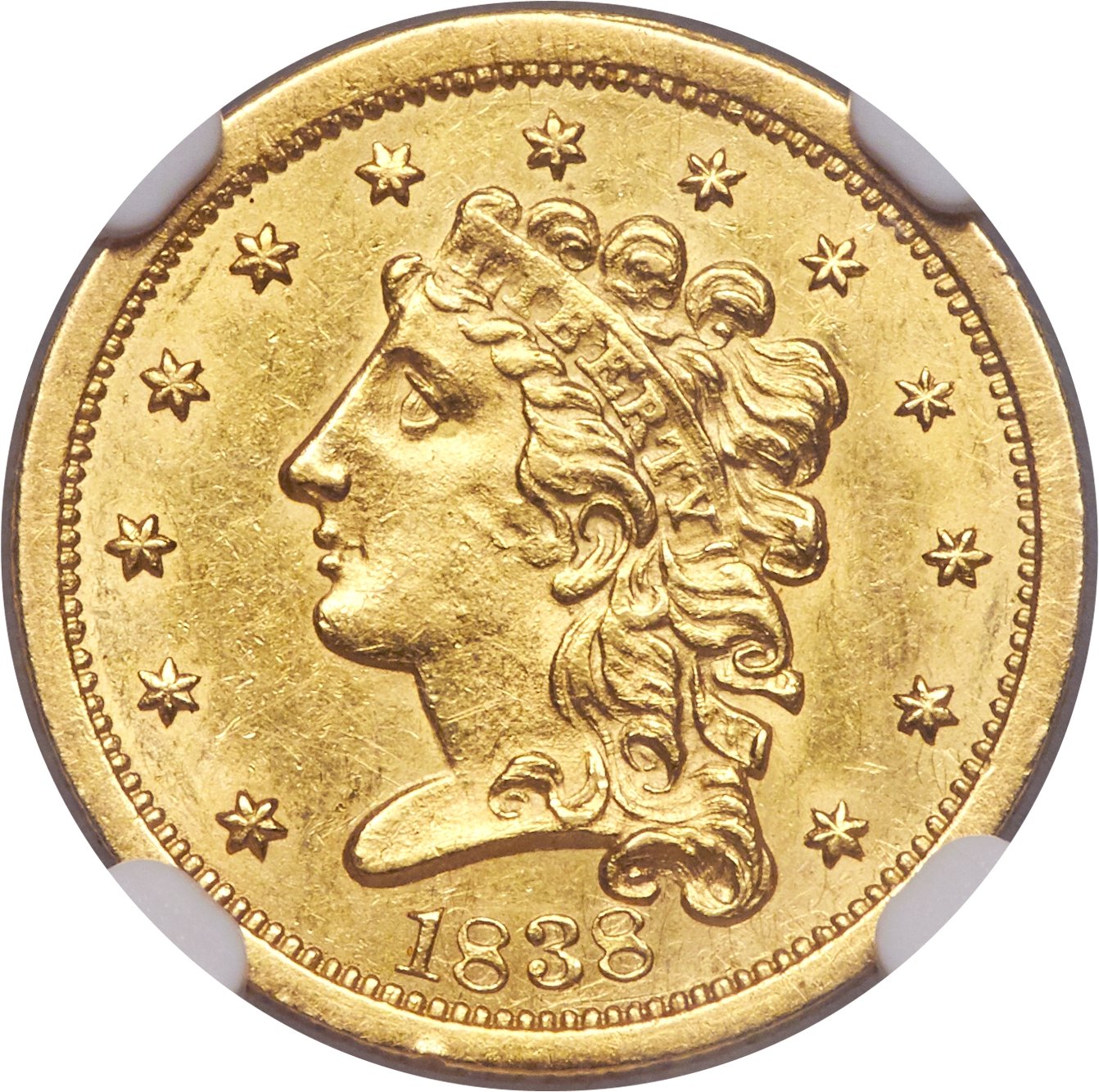 image for: 1838 $2 1/2 MS60 NGC. Breen-6146, Variety 19, R.2....