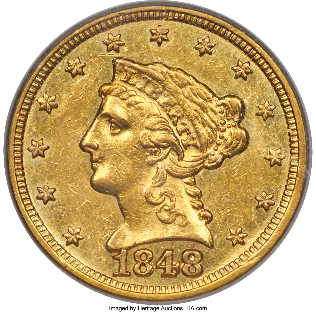 image for: 1848-C $2 1/2 AU50 PCGS. Variety 1....