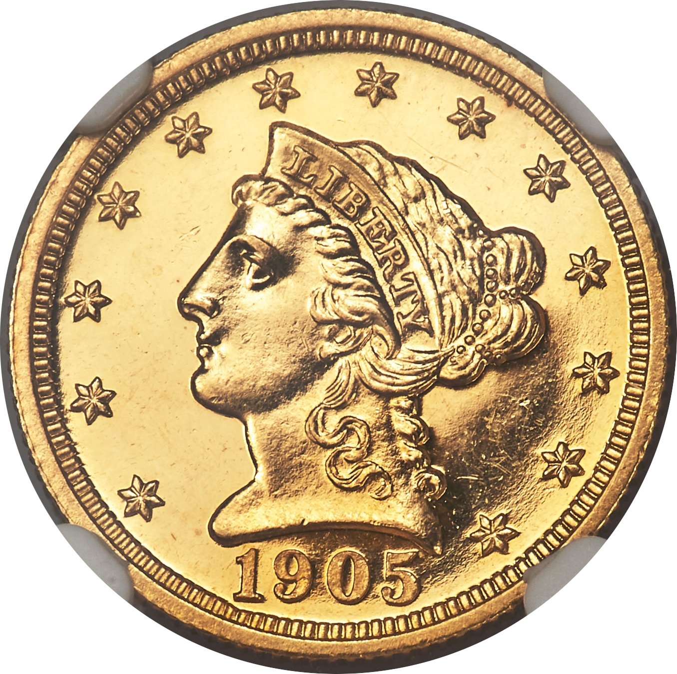 image for: 1905 $2 1/2 PR63 Cameo NGC. CAC. JD-1, R.4....