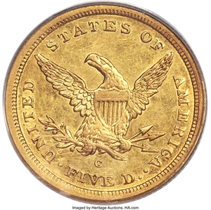 image for: 1843-C $5 XF45 PCGS. Variety 1....