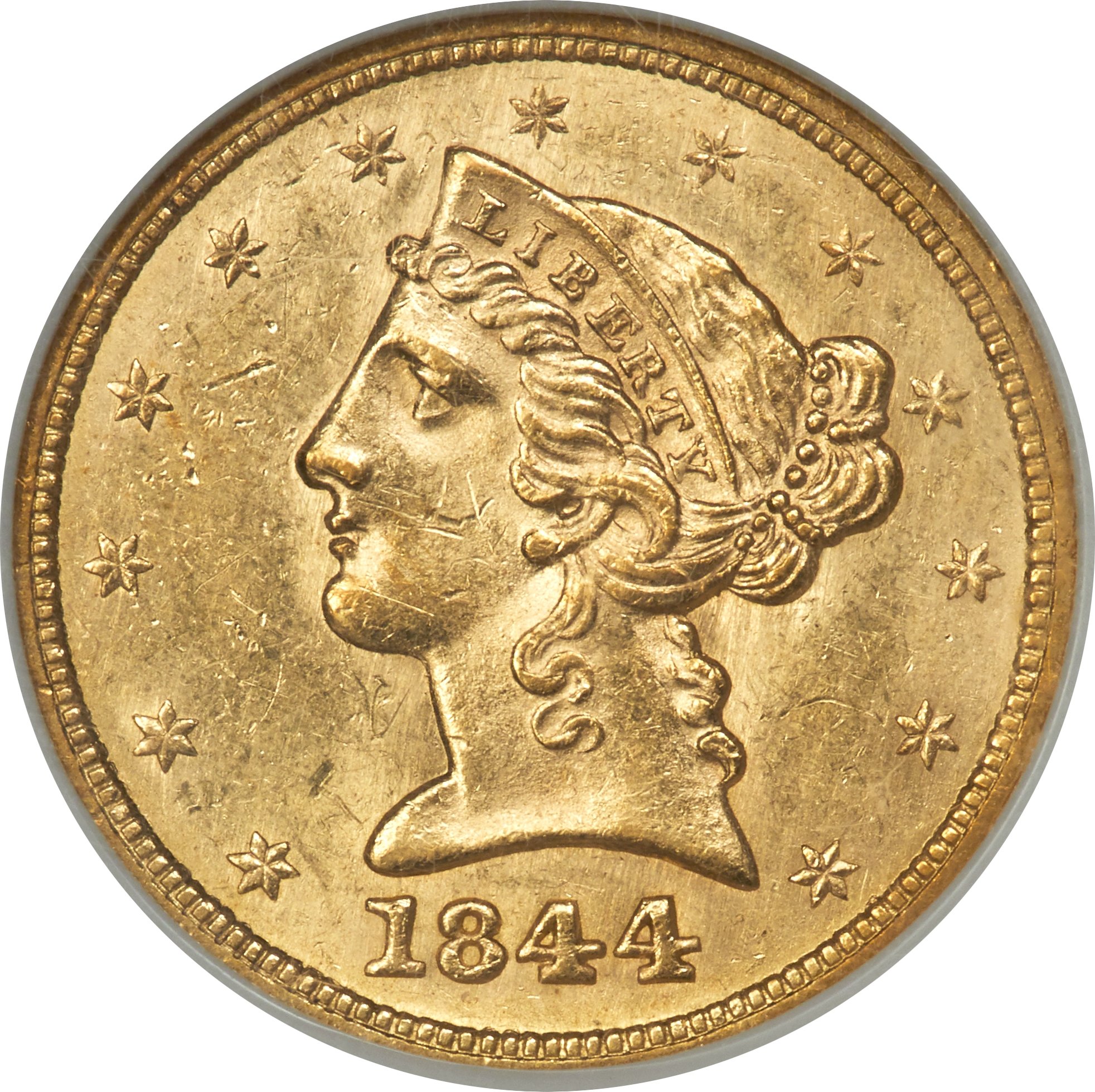 image for: 1844 $5 MS62 NGC....