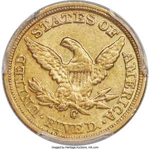 image for: 1859-C $5 AU53 PCGS. Variety 1....