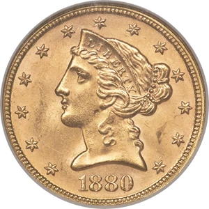 image for: 1880 $5 MS65 NGC....