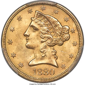 image for: 1880 $5 MS65 PCGS....