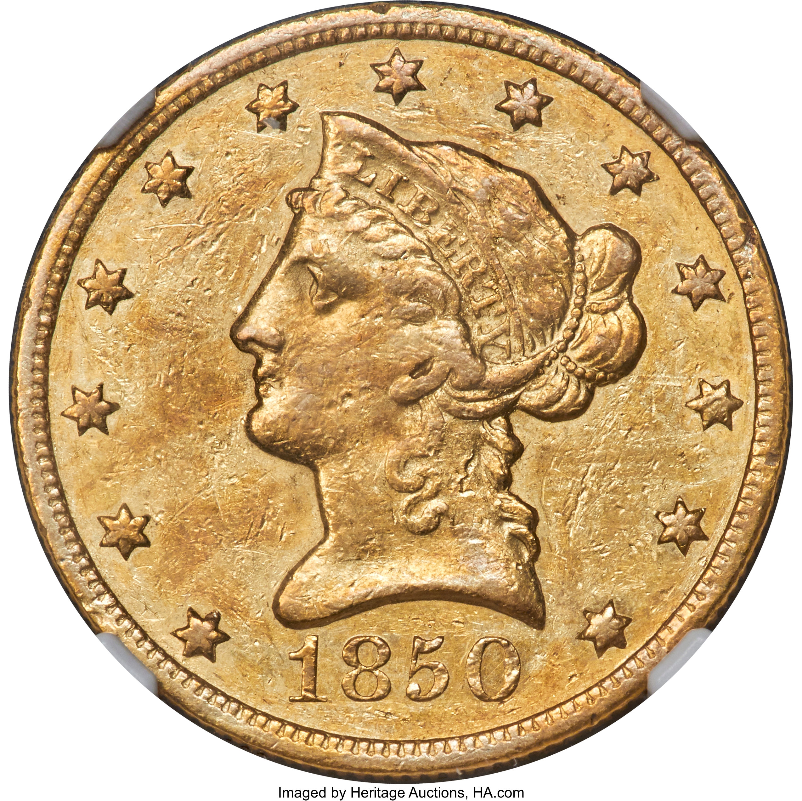 image for: 1850-O $10 AU50 NGC. Variety 1. ...