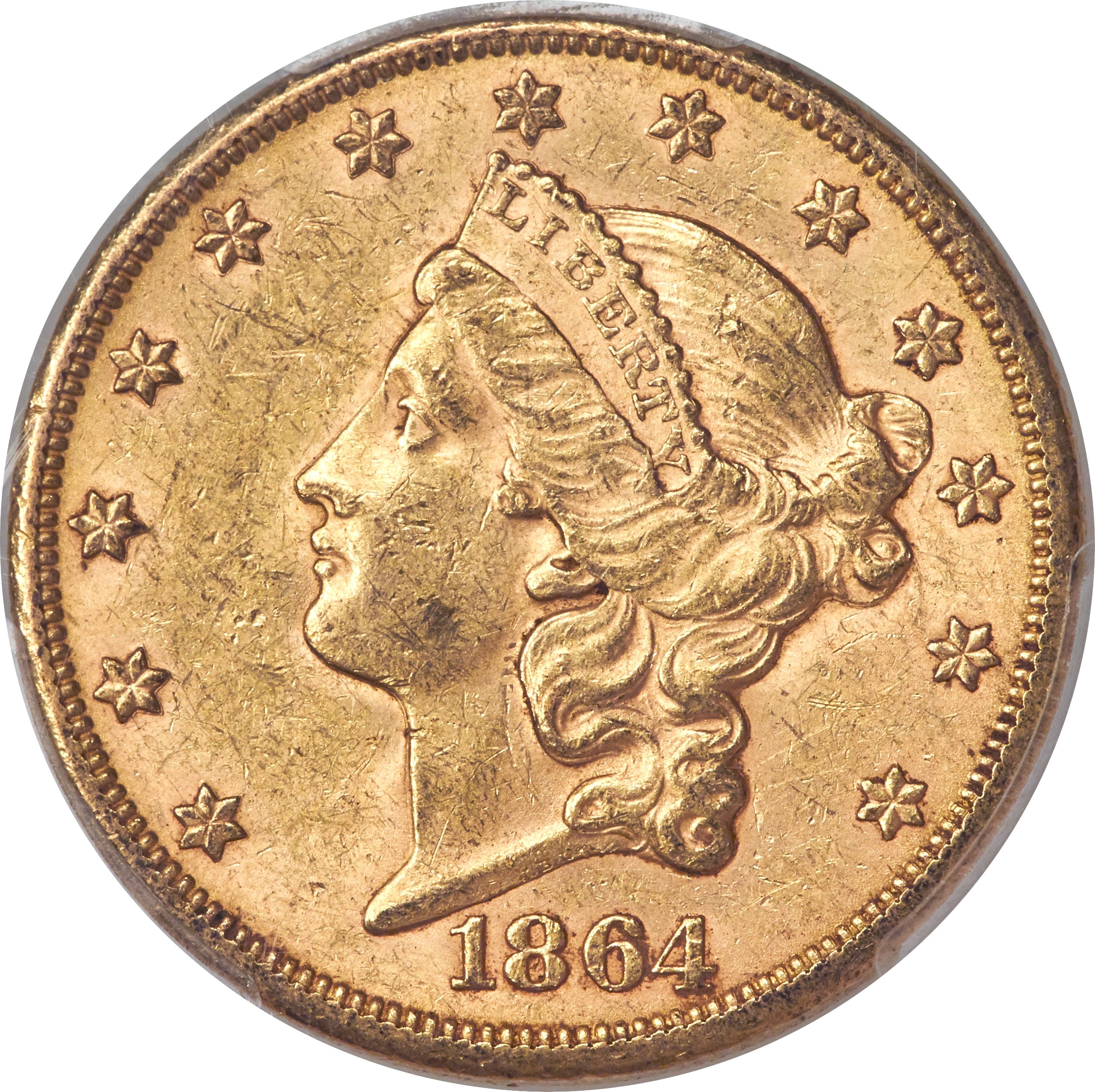 image for: 1864-S $20 AU58 PCGS. CAC....