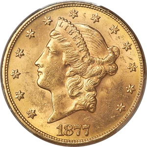 image for: 1877 $20 MS62+ PCGS. CAC....