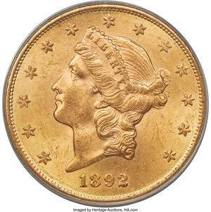 image for: 1892-S $20 MS63 PCGS. CAC....