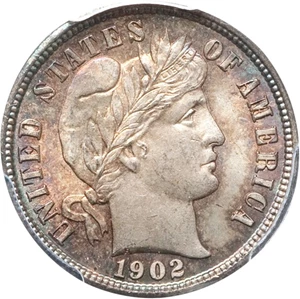 image for: 1902 10C MS66 PCGS. CAC. PCGS Population: (19/3). NGC Census: (11/0). CDN: $1,050 Whsle. Bid for NGC/PCGS MS66. Mintage 21,...