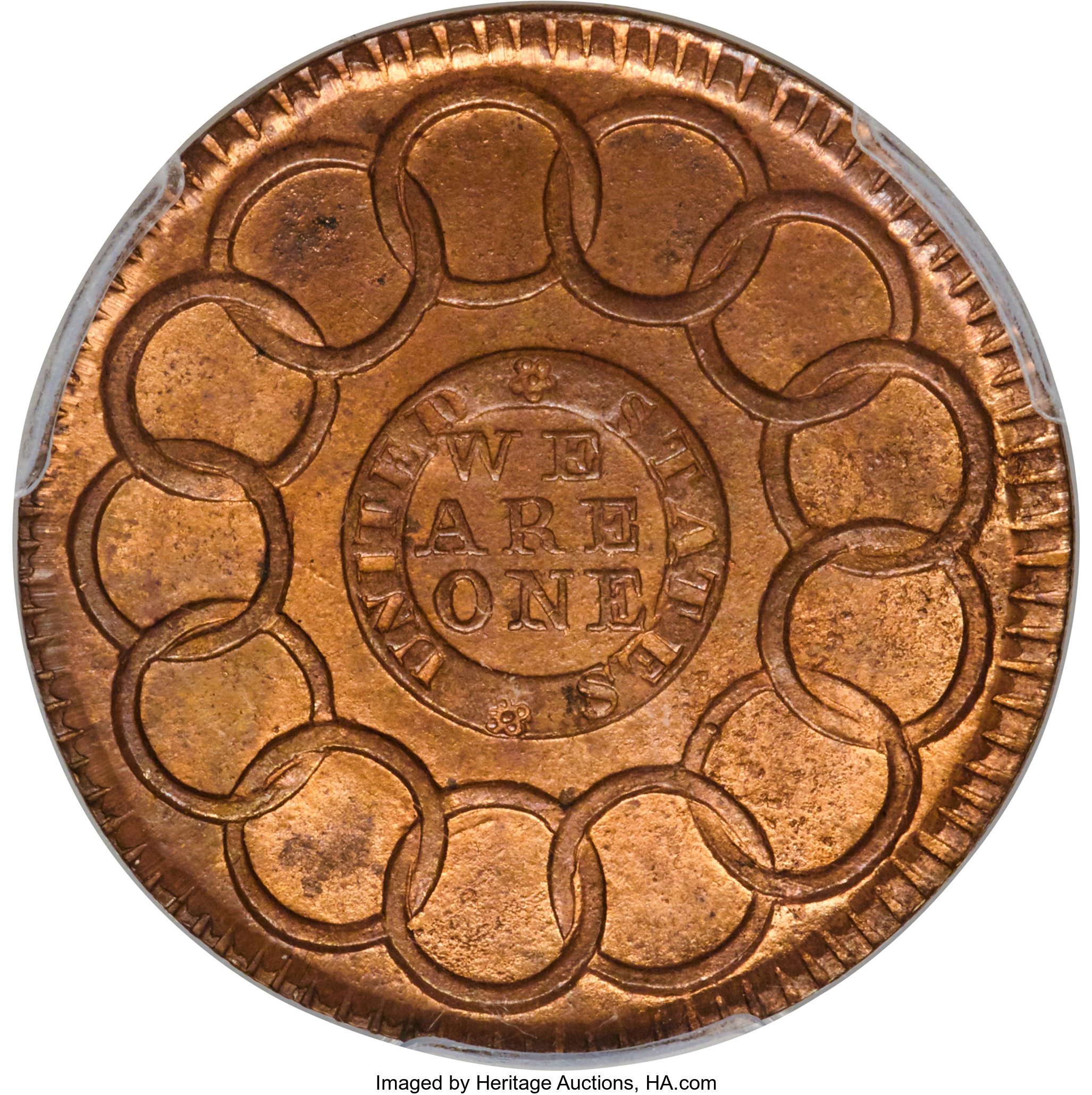 image for: 1787 1C Fugio Cent, New Haven Restrike, Copper, MS66 Red and Brown PCGS. N. 104-FF, W-17560....