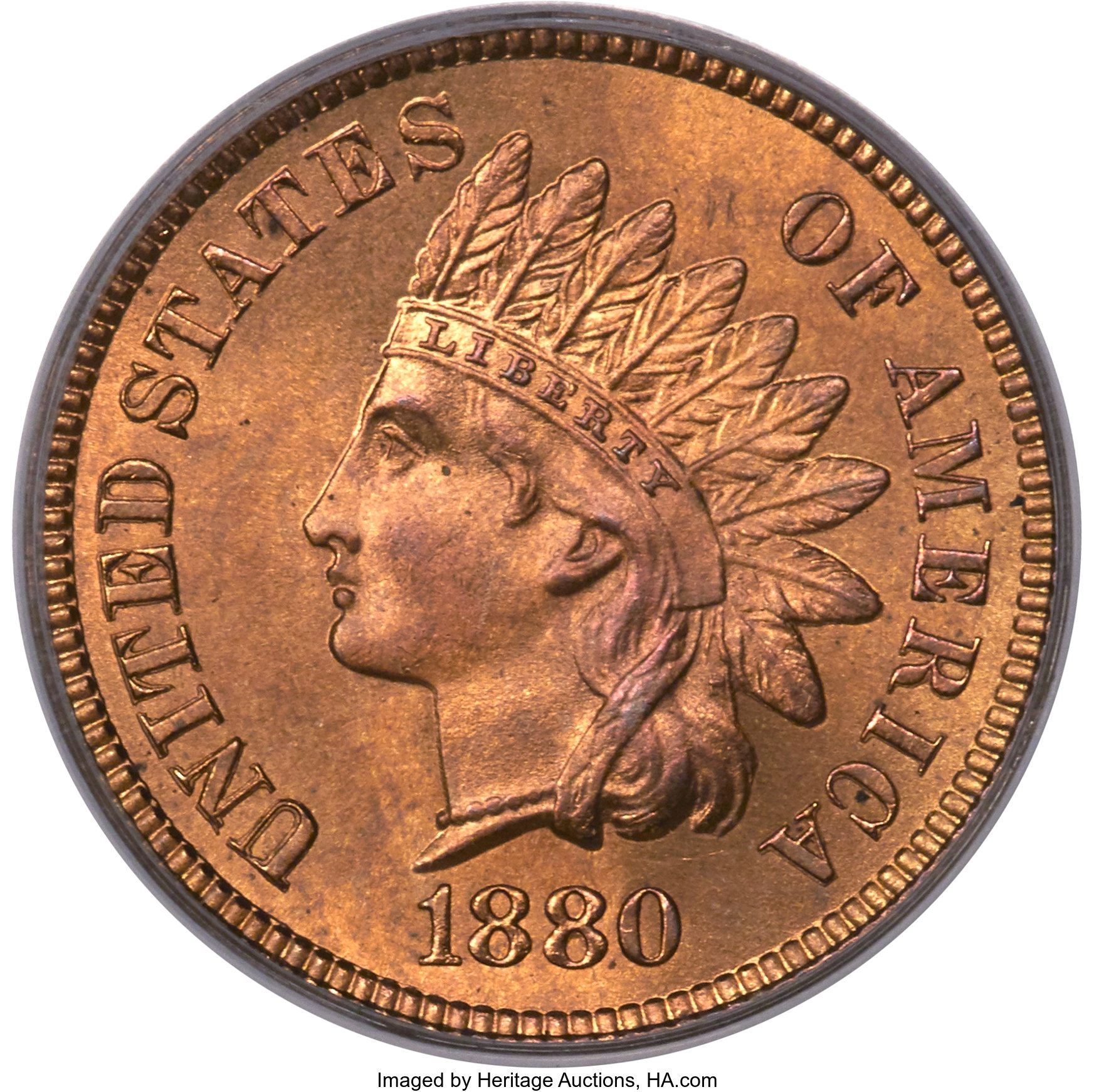 image for: 1880 1C MS66 Red PCGS....