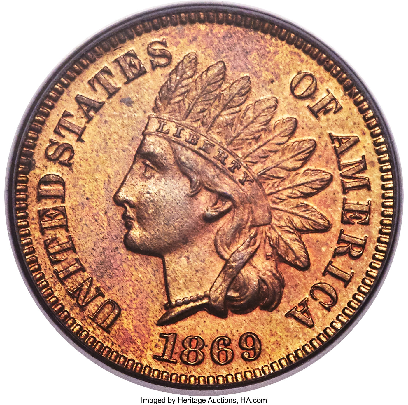 image for: 1869 1C PR65 Red PCGS....