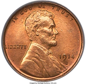 image for: 1914-S 1C MS65 Red PCGS. CAC....