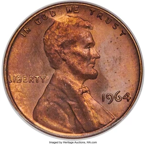 image for: 1964 1C SMS MS64 Red and Brown PCGS....